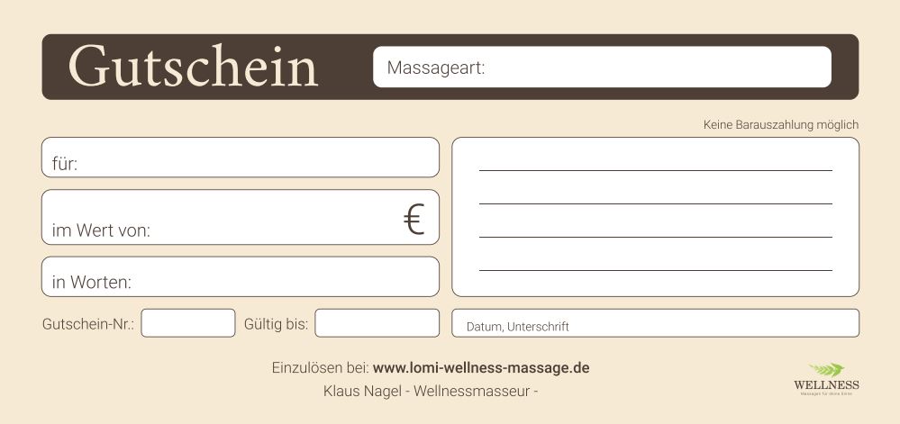 Gutschein Wellness Massagen